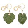 BORKUANA 2 Pack Leather Keychain Holder Case Compatible with Apple AirTag, Cute Protective Air Tag Cover with Keychain Ring, Anti-Scratch Finder GPS Tracker Case for Wallet Keys(Large &Small Leaves) view 1