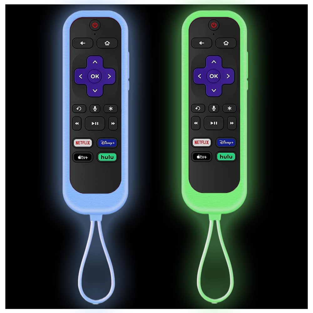 2Pack Remote Cover with Tracker for Roku | Onn Remote | Express 4K+ | TV | TCL Glow in The Dark