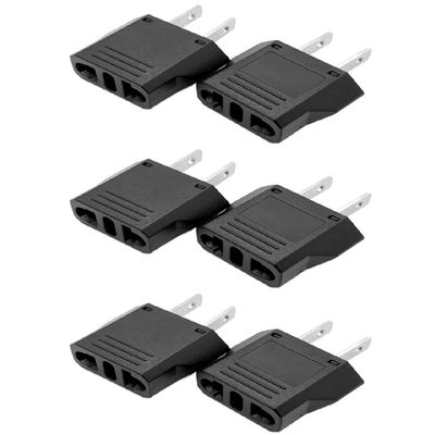 6 Pack of ALINNA US Plug Adapter, EU AU CN to US America Travel Plug Adapter AC Outlet Power Converter Black