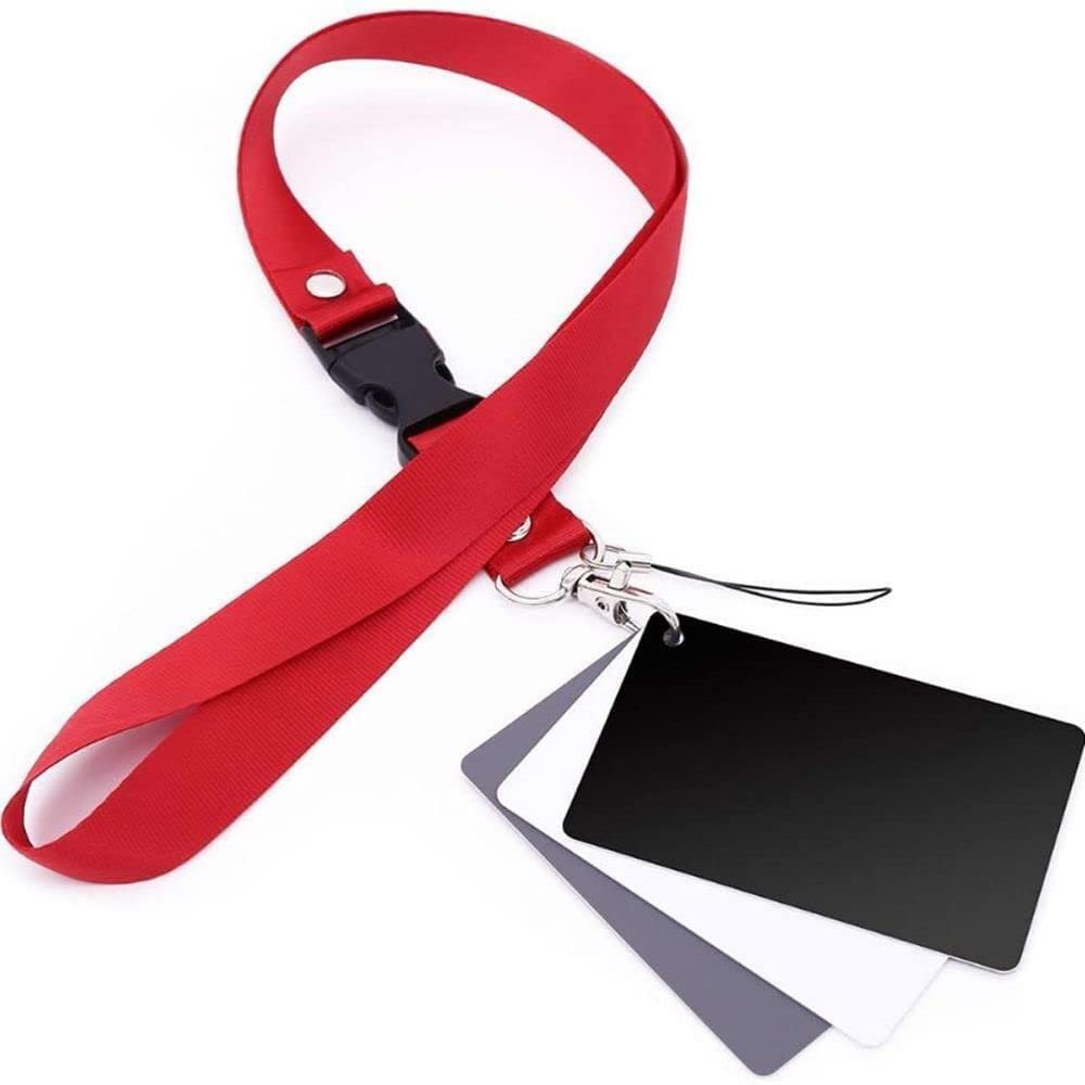 Digital Gray Card, Grey Card Neck Strap Set Photography Accessories, 3 in 1 Balance Card Set, White Balance Card, Three Color Balance Card