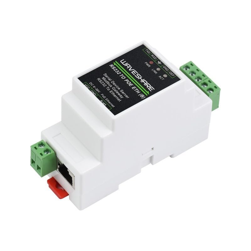 Industrial Serial Server RS232 to RJ45 Ethernet TCP/IP to Serial Rail-Mount Support with POE Function