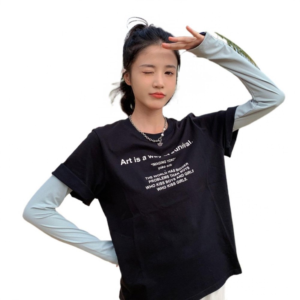 MBETA Solid Color Ice Sleeve Female Summer Fashion All-Matching Outdoor Sun Protection Viscose Fiber Oversleeve UV Protection Arm Guard Tide