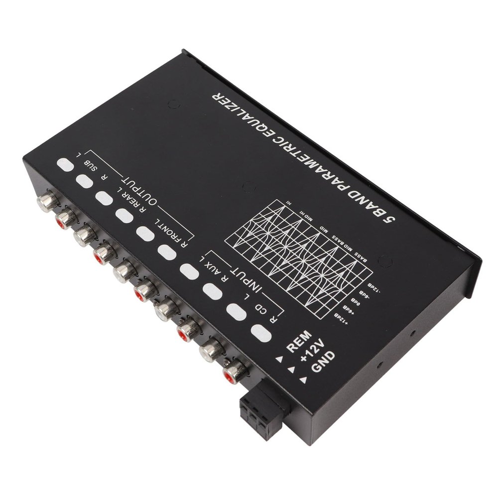 Raguso Car Audio Equalizer Anti Impact 5 Bands EQ Car Amplifier Precise Tuning High Output Superior Sound Quality Iron Car Graphic Equalizer for Vehicle