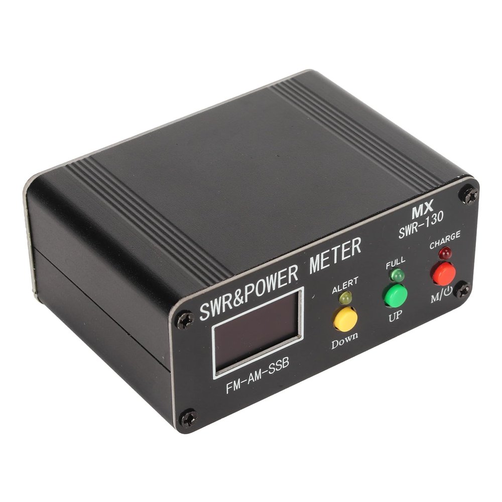 SWR Power Meter, SWR Watt Meter 1.8MHz50MHz Professional Frequency Builtin Buzzer Aluminum Alloy with Color Display for Automotive Radio