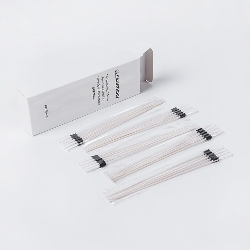 100pcs Fiber Cleaner Sticks for Cleaning 2.5mm apertures Ideal for ST/FC/SC Fiber Optic Connector, Adaptor, VFL,Fiber Optic Power Meter,OTDR,Optical Light Source 2.5mm Ports