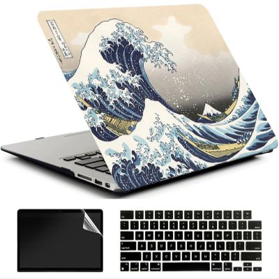 AMCJJ Compatible with MacBook Pro 14 Inch Case 2023/2022/2021 Release M3 A2918 A2992/M2 A2779/A2442 M1 Pro Max Chip, Plastic Hard Shell Case & Keyboard Cover & Screen Protector - Kanagawa Japan Wave