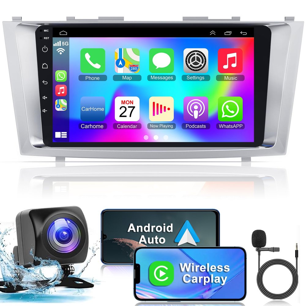 Android 12 Car Radio for Toyota Camry 2006-2011, 2G+32G Camry Stereo with Wireless Carplay&Android Auto Support Bluetooth/Voice Control/GPS/WiFi/Back-up Camera/SWC/FM, 9 Inch IPS Touchscreen Radio