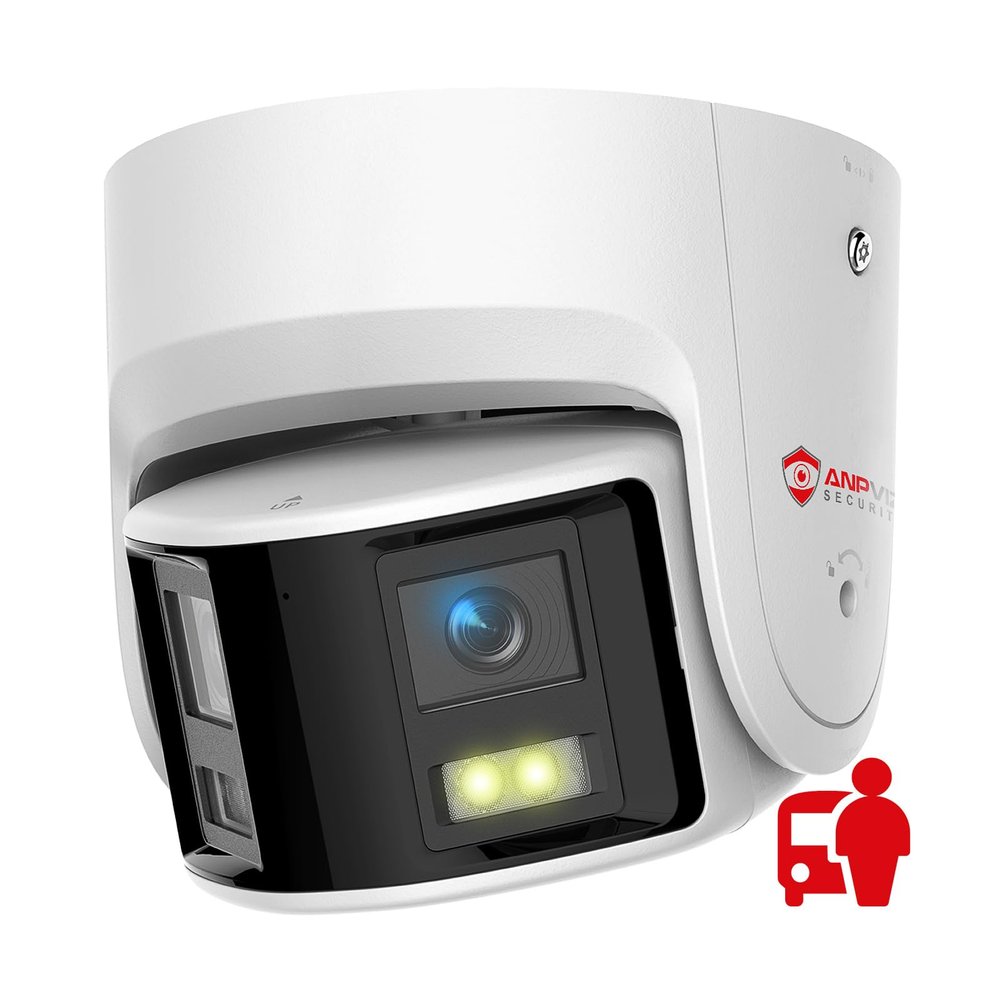 Anpviz 6MP PoE Dual Lens Security Camera Outdoor, Panoramic 180 Wide Angle IP Dome Wired Camera with Human/Vehicle Detection, Two-Way Talk, Built-in Micro SD Card Slot, Full MetalH Series