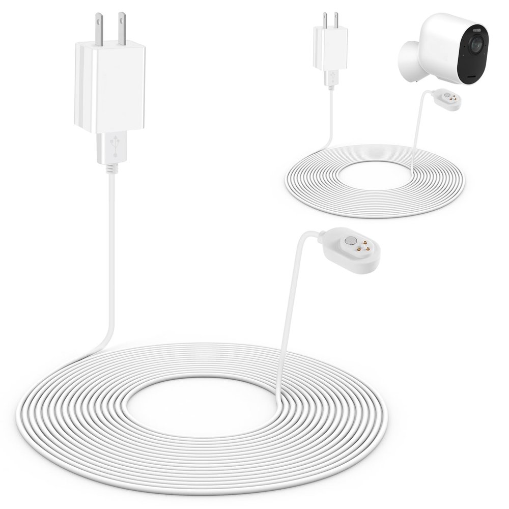 2Pack Arlo Camera Charger Outdoor&Indoor, Power Cord for Arlo 3/4 Pro 5S 2K, Arlos Ultra/Ultra 2, Go 2 16ft/5m Weatherproof Outdoor Charging Cable with Quick Charge Adapter