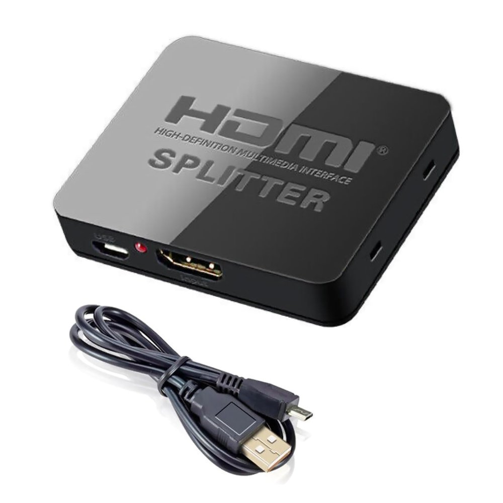 NATEFEMIN HDMI Splitter 1 in 2 Out, DC 5V 1A HDMI Video Splitter, 1 HDMI Source to 2 HDMI Displays 1080P Supports Ultra HD