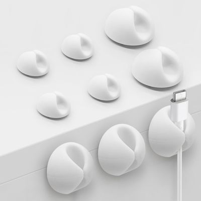 SmiLife Cable Clips, Phone Cord Organizer for Wire Management, White 9 PCS