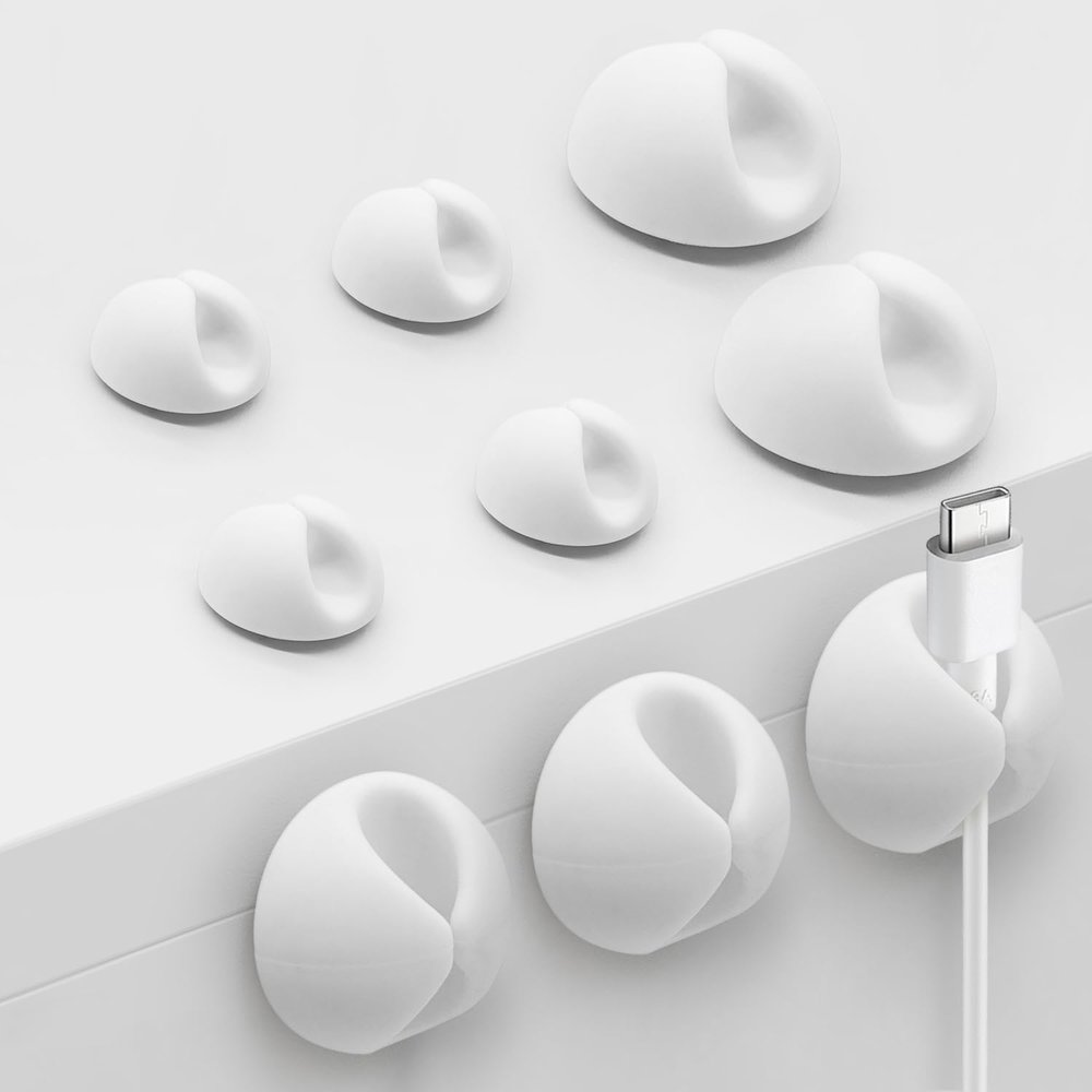 SmiLife Cable Clips, Phone Cord Organizer for Wire Management, White 9 PCS