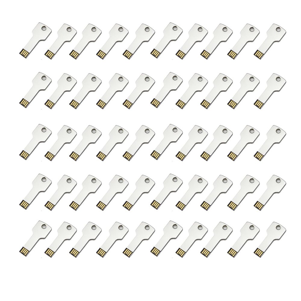 KINMIN USB Flash Drive 128MB 50 Pack Key Shaped Flash Drive Memory Stick Silver Stainless Steel