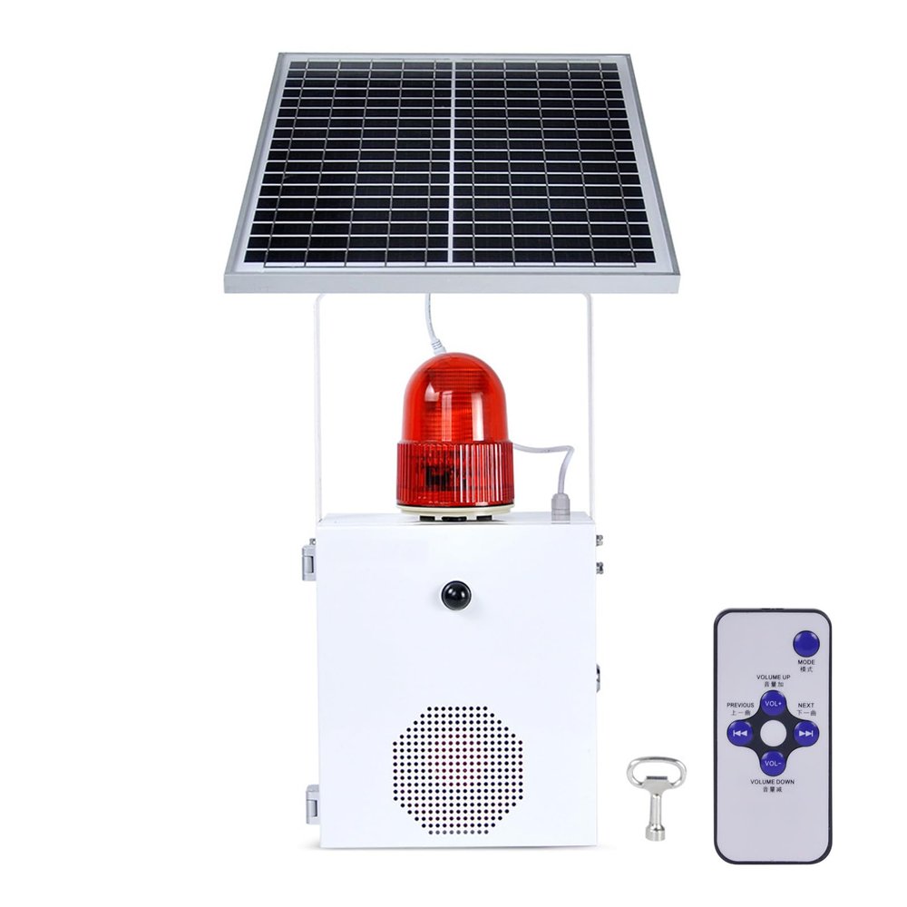 Y DIANS S Solar Motion Sensor Alarm Outdoor Waterproof Motion Detector Sirens with Strobe Light, 120dB Horn 17 Tones Adjustable Microwave Infrared Induction Alarm System SLA-118VS-II