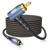 EMK RCA Subwoofer Cable 90 Degree RCA to RCA Audio Cable 24K Gold-Plated Nylon Braided Double Shielded Digital Analogue Supports Amplifiers,Home Theater,Hi-Fi Systems,Subwoofer(30ft/10m) view 1