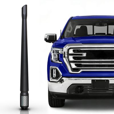 TEKK Carbon Fiber Short Antenna Compatible with 2006-2026 GMC Sierra 3500/7.9 Inches Premium Flexible Rubber/Designed for Enhance FM/AM Radio Signal Reception