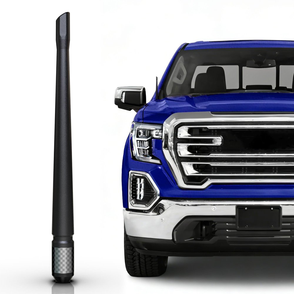 TEKK Carbon Fiber Short Antenna Compatible with 2006-2026 GMC Sierra 3500/7.9 Inches Premium Flexible Rubber/Designed for Enhance FM/AM Radio Signal Reception