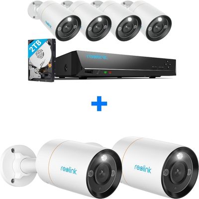 REOLINK 12MP IP Security Camera System RLK8-1200B4-A Bundle, 6pcs 12MP Security Cameras H.265 Wired, Two-Way Talk, Color Night Vision, Person Vehicle Pet Detection, 2TB HDD 8CH NVR