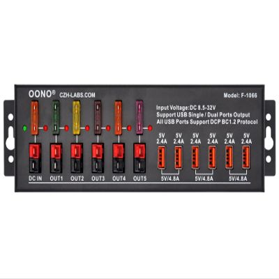 40Amp DC Power Splitter Distribution Module, 5 Power Pole Ports and 6 USB Ports Output