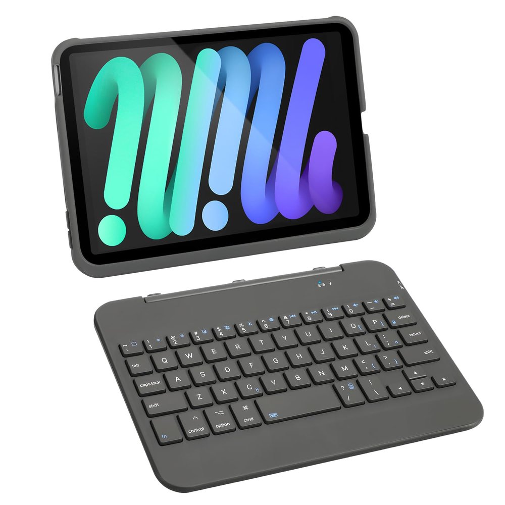 Zbqo iPad Mini 6 (8.3-inch) Case with Keyboard 2021,Magnetic Detachable Keyboard,Smart Folio Case Auto Sleep/Wake,Type-C Rechargeable BT Keyboard,Support iPad Mini 6th Generation 2021