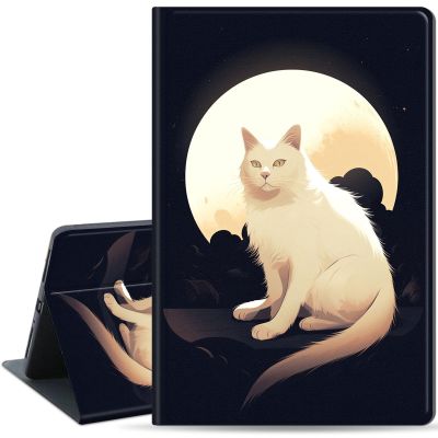 Case for Samsung Galaxy Tab A8 10.5 Case 2022 SM-X200/X205/X207, Lightweight Protective, Multiple Angle, PU Leather Slim Folio Stand Smart Cover with Auto Wake/Sleep, White Cat