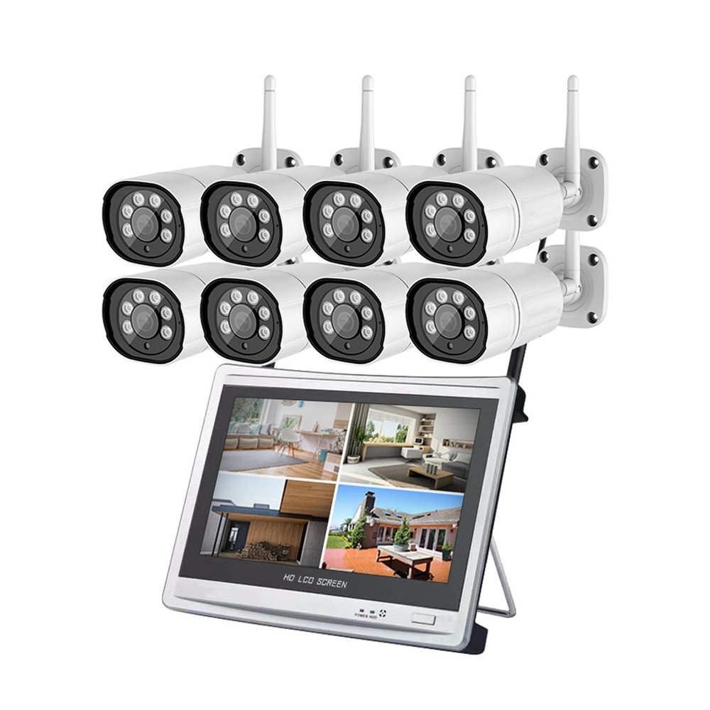 8CH 3MP Wireless WiFi Home Security Camera Kit with 8 Cameras, and 12.5-inch NVR Display, Outdoor 1296P HD Waterproof Surveillance Camera System with Audio, Night Vision and Motion Detection