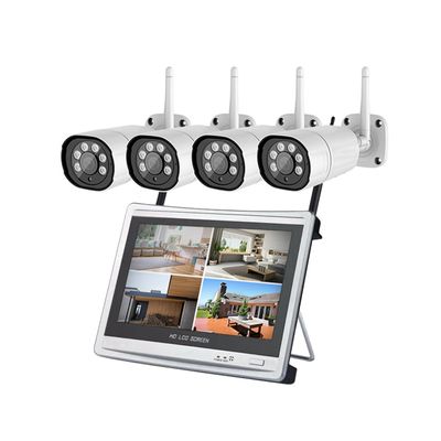 4CH Home Security Camera System, Wireless WiFi NVR Kit, with 4 Cameras, and 12.5-inch NVR Display, Outdoor 3MP HD Waterproof Surveillance Camera System with Audio, Motion Detection