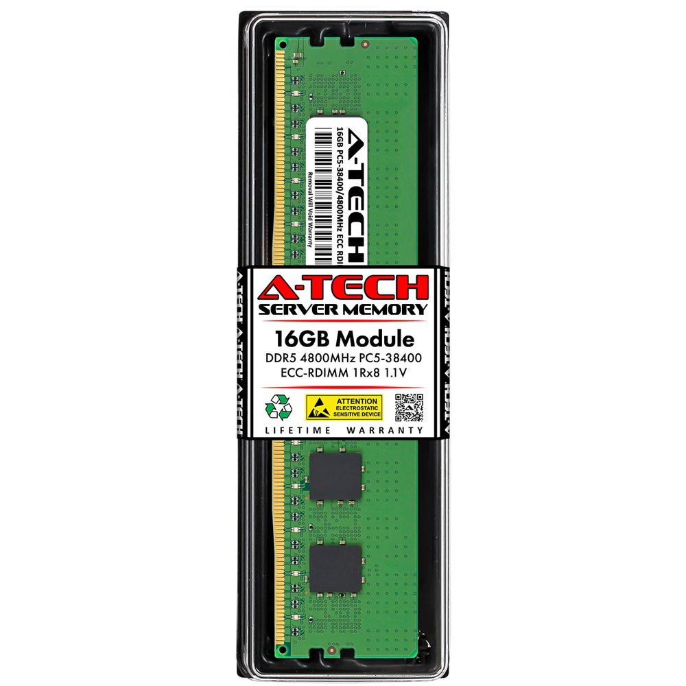 A-Tech 16GB RAM for Intel Xeon Platinum 8452Y, 8454H, 8461V, 8470N, 8480+, 8490H | DDR5 4800MHz PC5-38400 EC8 RDIMM 1Rx8 ECC Registered Server Memory Upgrade