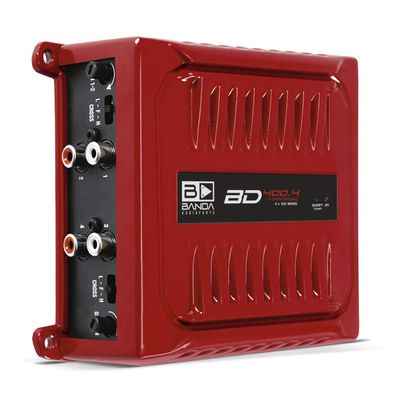 Banda Audioparts BD400.4RED Four Channel 4 x 100 Watt Rms Full Range Car Audio Amplfier 4 Ohms Bridged with Optional Use Low or High Pass Filters Red