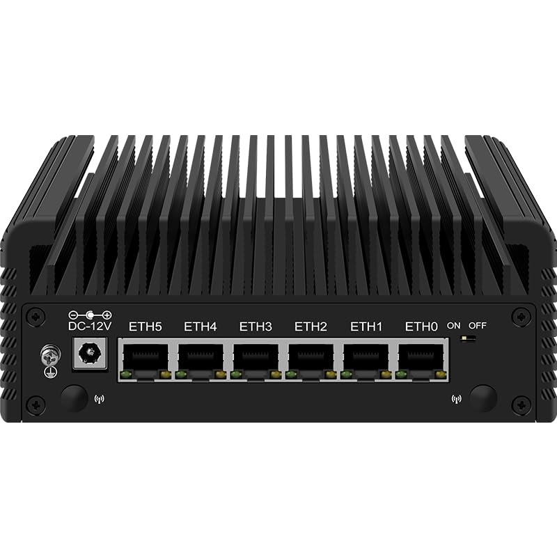 CWWK Fanless Mini PC Intel N Series-N100(4C/4T up to 3.4GHz) Low Power Processor, DDR5, 6x2.5GbE Intel I226V, 4K Display Outputs,M.2 NVMe, SATA3.0, 5 USB Ports, Firewall Router (N100-6L 8G/128G)