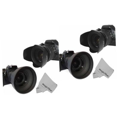 DOITOOL 2pcs Camera Lens Hood Petal Flower Rubber Design with Cleaning Cloth for Prevents Glare and Flare Easy Installation Suitable for Olympus and More