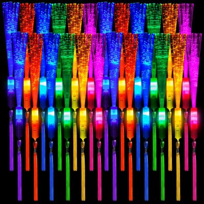 Kasyat 10 Pcs Fiber Optic Wands LED Light up Glow Sticks, Vivid Color