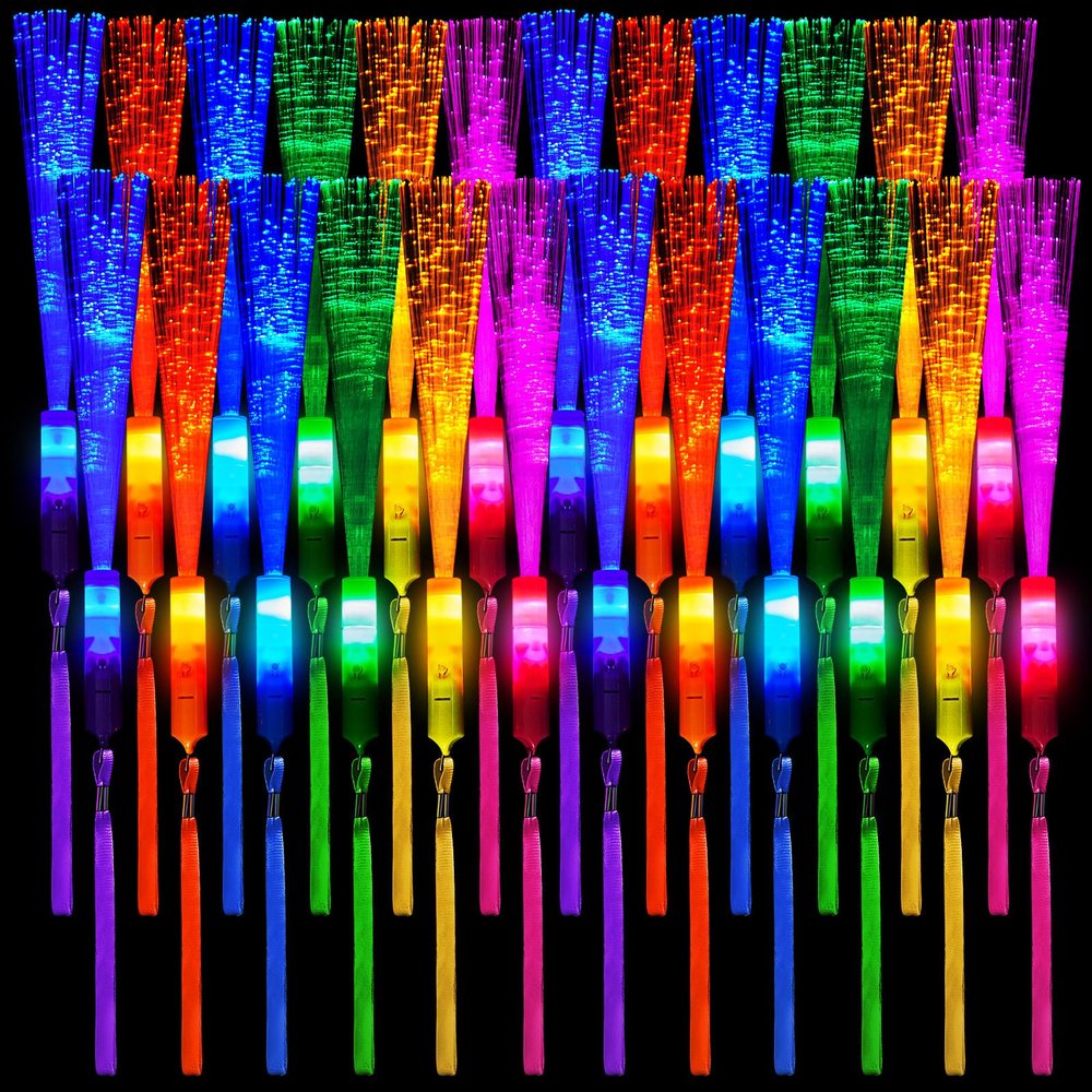 Kasyat 10 Pcs Fiber Optic Wands LED Light up Glow Sticks, Vivid Color