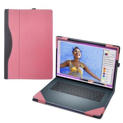2023 Laptop Cover for Dell Inspiron 16 Plus 7630 7620 7610 Pro 5620 5630 5625 Case for Vostro 5630 5620 7620 [Not Other Models] Detachable Notebook Sleeve Computer Bag Protective PU Leather (Pink)