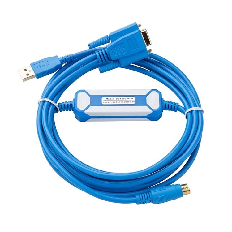 Suitable for UC-PRG020-12A Text Display TP-Series and AH-Series PLC DVP-Series DOP-B-Series Programming Cable Data Download Cable Gold-Plated Blue : 3m