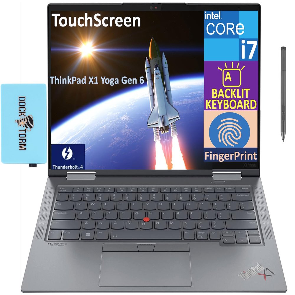 Lenovo ThinkPad X1 Yoga Gen 6 14" FHD+ IPS, Touchscreen, 500 Nits, 2-in-1 Laptop (Intel i7-1165G7, 16GB RAM, 1TB PCIe SSD, Backlit KYB, Fingerprint, 2 Thunderbolt 4, Active Pen, Win10P) w/DKZ Hub