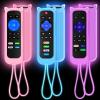 3Pack Remote Cover for Roku, Compatible with Hisense/TCL Roku TV Steaming Stick/Express, Silicone Protective Controller Universal Sleeve Skin Glow in The Dark Purple Blue Pink view 1