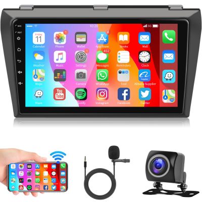 [2G+64G] Android Radio for Mazda 3 2004 2005 2006 2007 2008 2009 with Bluetooth, 9" Touch Screen Radio with Navigation Indash Head Unit GPS WiFi Mirror Link USB FM SWC + Backup Camera