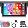 [2G+64G] Android Radio for Mazda 3 2004 2005 2006 2007 2008 2009 with Bluetooth, 9" Touch Screen Radio with Navigation Indash Head Unit GPS WiFi Mirror Link USB FM SWC + Backup Camera view 1