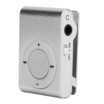 Mini MP3 Music Player Set, Digital Back Clip MP3 Audio Player, Christmas Gift Portable Music Media Player MP3 with Earphones for Sports (Silver)