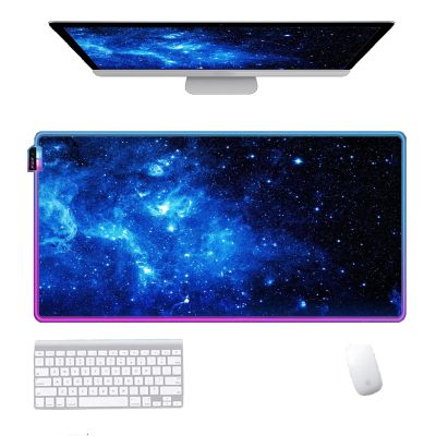 Mouse Pads Blue Starry Sky Pattern RGB Gaming Mouse Pad,XXL Mouse Pad 31.5x11.8, Keyboard Mouse Pad XL, LED Mouse Pad, Gaming Desk Pad,L-Large(11.8"X31.5")
