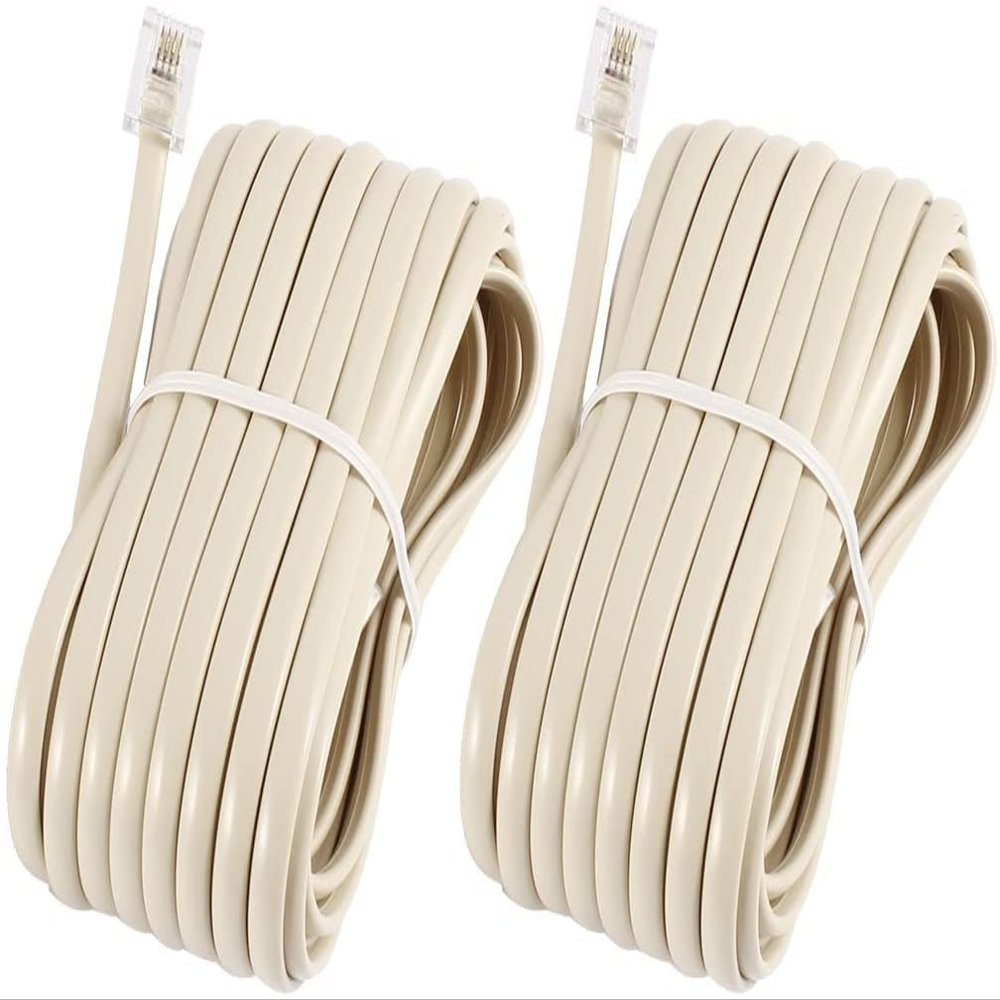 XYWHPGV Telephone Extension Cable 6P4C RJ11 Modular Plug, 7M, 2 Pieces, Beige(5084f 98ba4 d49d7 1c3d7 d26d1 5dfec