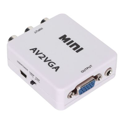 Zunate Mini Composite AV to VGA Adapter TV Set Top Box Audio Video Converter, Plug and Play, Display Freely, Advanced Scanning Frequency, Compatible with Multiple Resolutions