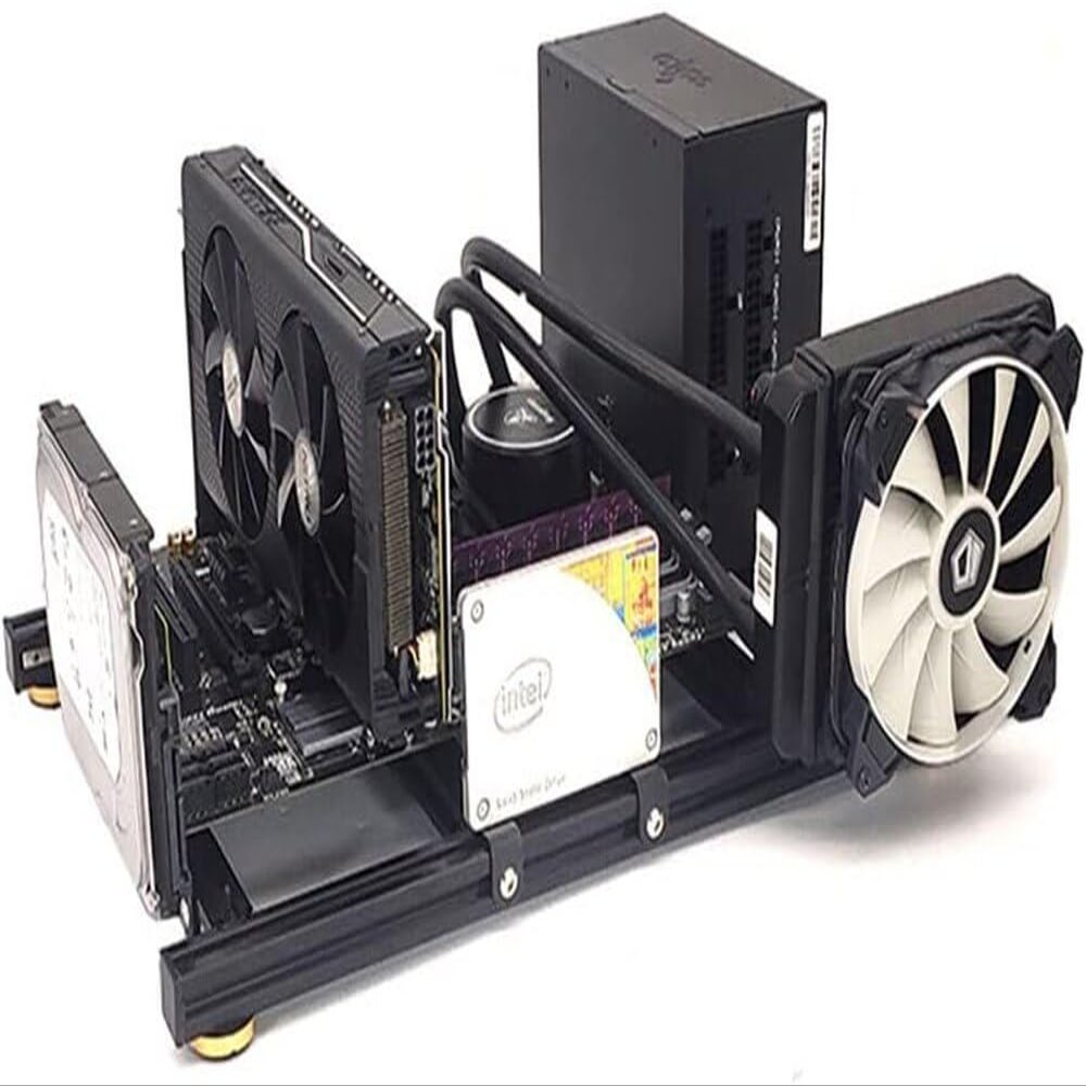 PC Case Open Air Desktop Frame ATX ITX MATX Horizontal Computer Chassis Rack Computer Case Aluminum Bracket Support ATX Power Supply DIY Build