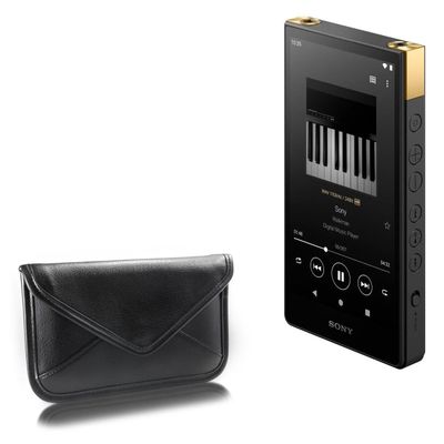 BoxWave Case Compatible with Sony Walkman NW-ZX707 - Elite Leather Messenger Pouch, Synthetic Leather Cover Case Envelope Design - Jet Black