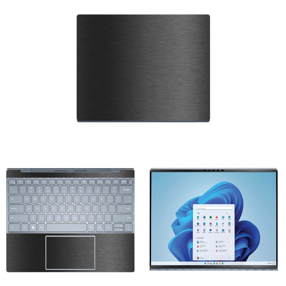 Decalrus - Protective Decal for The Dell XPS 13 9315 (13.4" Screen) Laptop Dark Grey Texture Brushed Aluminum wrap BAdellXPS13_9315Dark Grey