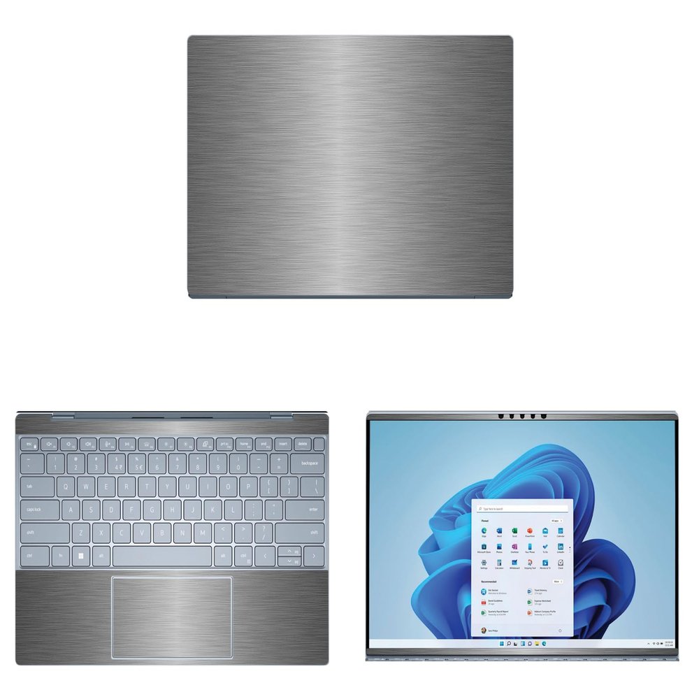 Decalrus - Protective Decal for The Dell XPS 13 9315 (13.4" Screen) Laptop Titanium Texture Brushed Aluminum wrap BAdellXPS13_9315Titanium