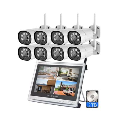 8CH 3MP HD Wireless WiFi Home Security Camera Kit with 8 Cameras, 2T Hard Disk and 12.5-inch NVR Display, Outdoor Waterproof Surveillance Camera System with Audio, Night Vision