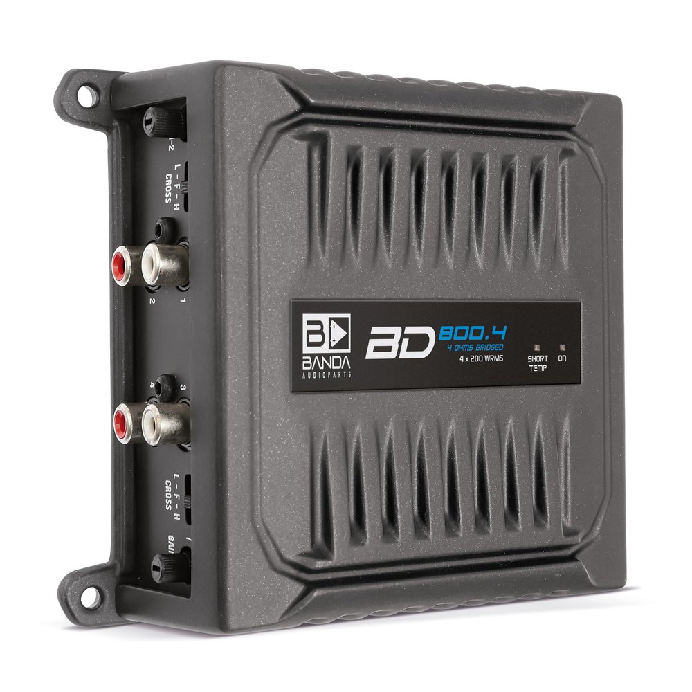 Banda Audioparts BD800.42OHM 800 Watts 4 Channel 2 Ohm Full Range Car Audio Amplfier 4 x 200 Watt Rms 4 Ohms Bridged - Black