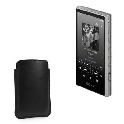 BoxWave Case Compatible with Sony Walkman NW-A306 - Genuine Leather Pouch, Slim Real Leather Luxury Lightweight Pocket - Nero Black